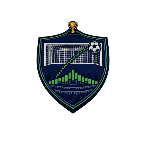 Blason avec graphique de football et trophée, symbole de succès sportif.